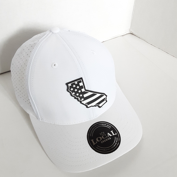 LOCAL CROWNS CALIFORNIA RUBBER PATCH USA FLAG  FILL PERFORMANCE HAT NEW - Picture 3 of 7